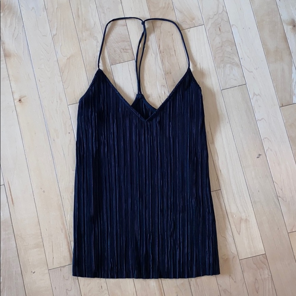 Shimmery Pleated Strappy Tank
